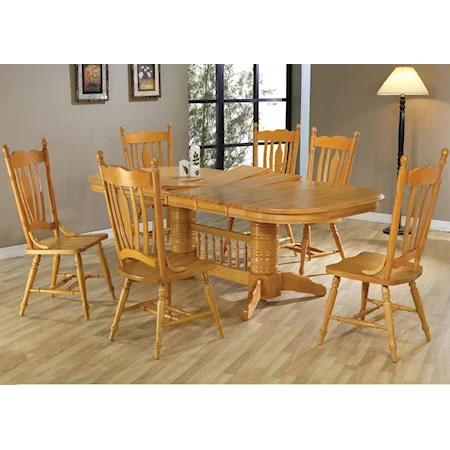 7 Piece Oval Double Pedestal Table & Capri Side Chair Dining Set